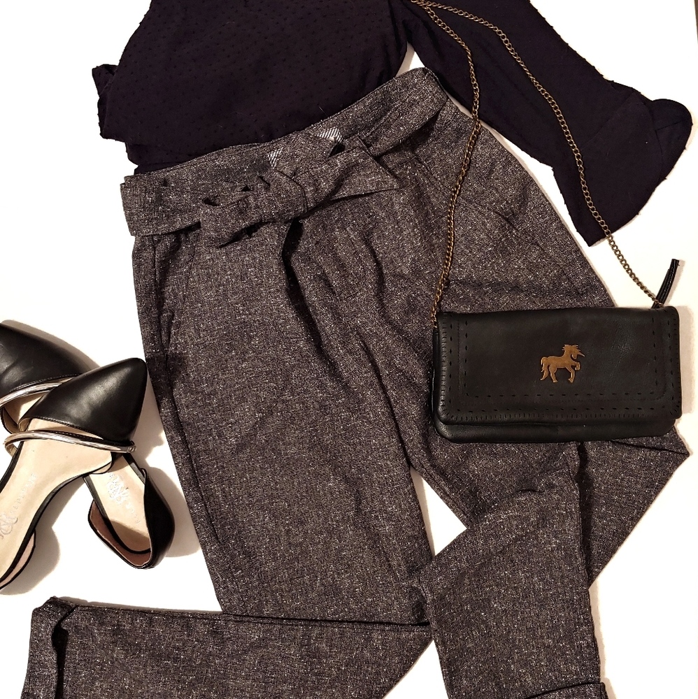 Paperbag tweed dress pants.